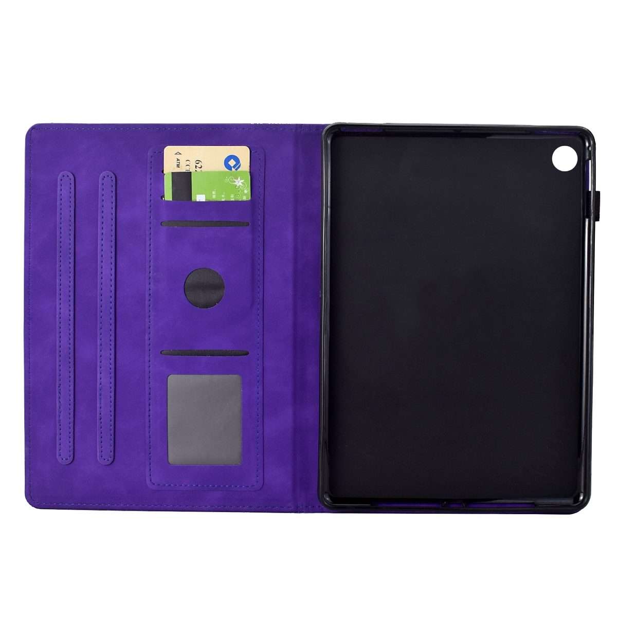 For Samsung Galaxy Tab A11 / A9 Cats Embossed Leather Tablet Case(Purple)