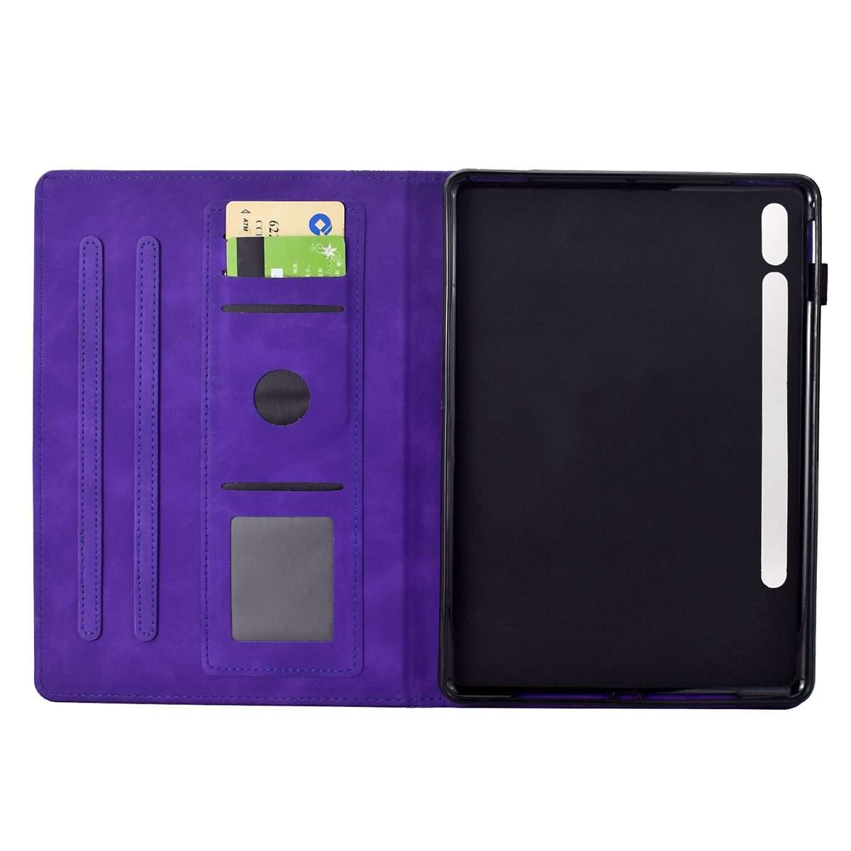For Samsung Galaxy Tab S9 / S9 FE Cats Embossed Leather Smart Tablet Case(Purple)