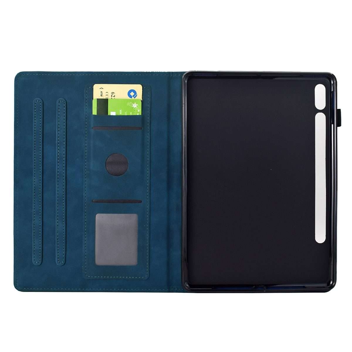 For Samsung Galaxy Tab S8 / S7 Cats Embossed Leather Smart Tablet Case(Dark Blue)