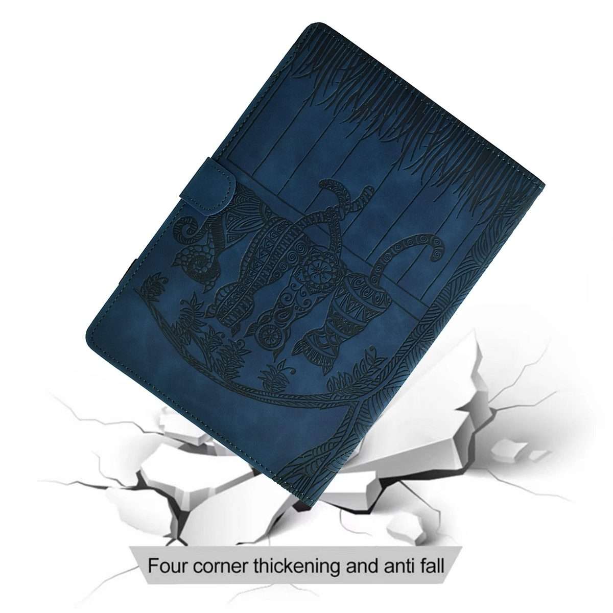 For Samsung Galaxy Tab A 10.5 T590 Cats Embossed Leather Smart Tablet Case(Dark Blue)