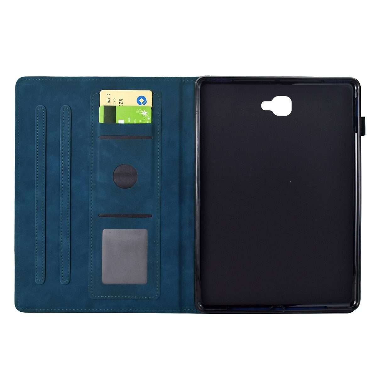 For Samsung Galaxy Tab A 10.1 2016 T580 Cats Embossed Leather Smart Tablet Case(Dark Blue)