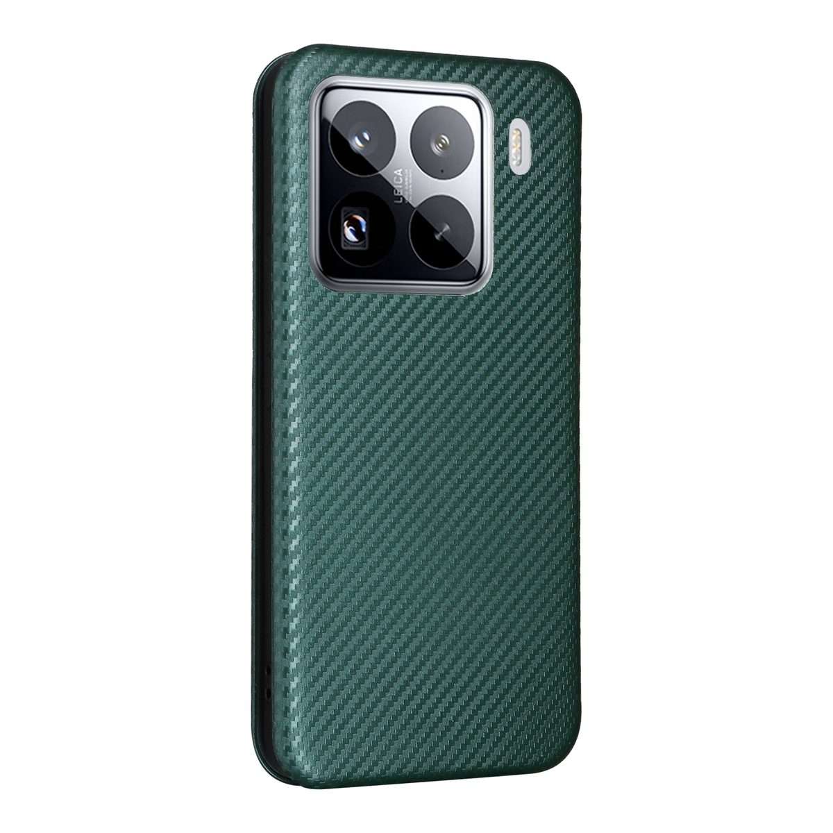 For Xiaomi 15 Pro Carbon Fiber Texture Flip Leather Phone Case(Green)