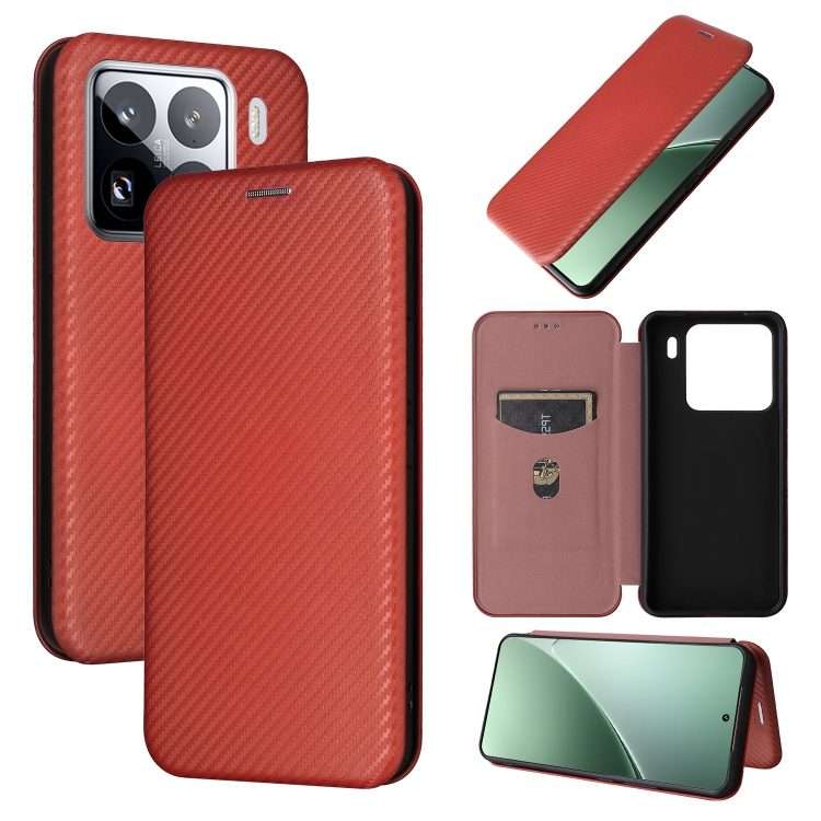 For Xiaomi 15 Pro Carbon Fiber Texture Flip Leather Phone Case(Brown)