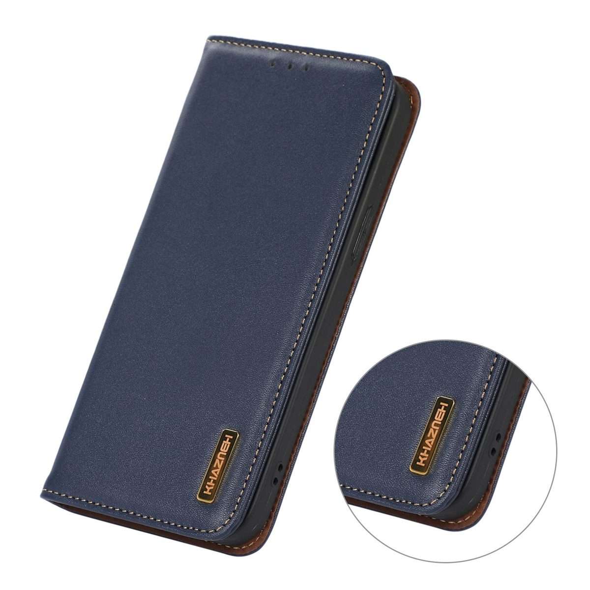 For Redmi Note 15 Pro+ 5G Global 163.3mm KHAZNEH Nappa Top Layer Cowhide Leather Phone Case(Blue)