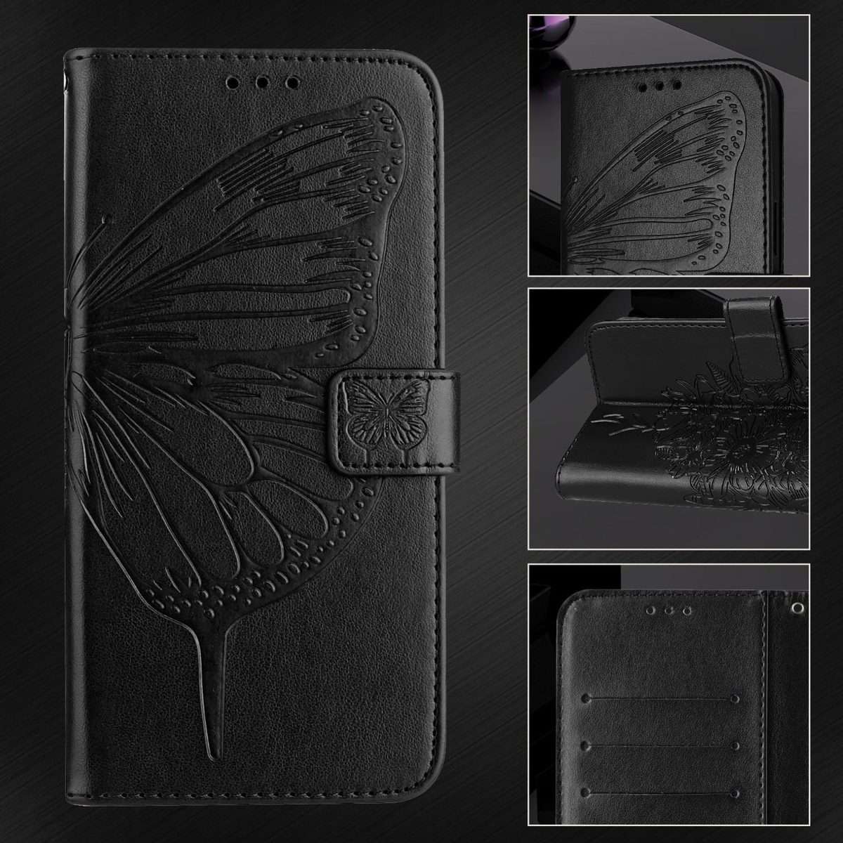 For Xiaomi 15S Pro 5G Embossed Butterfly Leather Phone Case(Black)