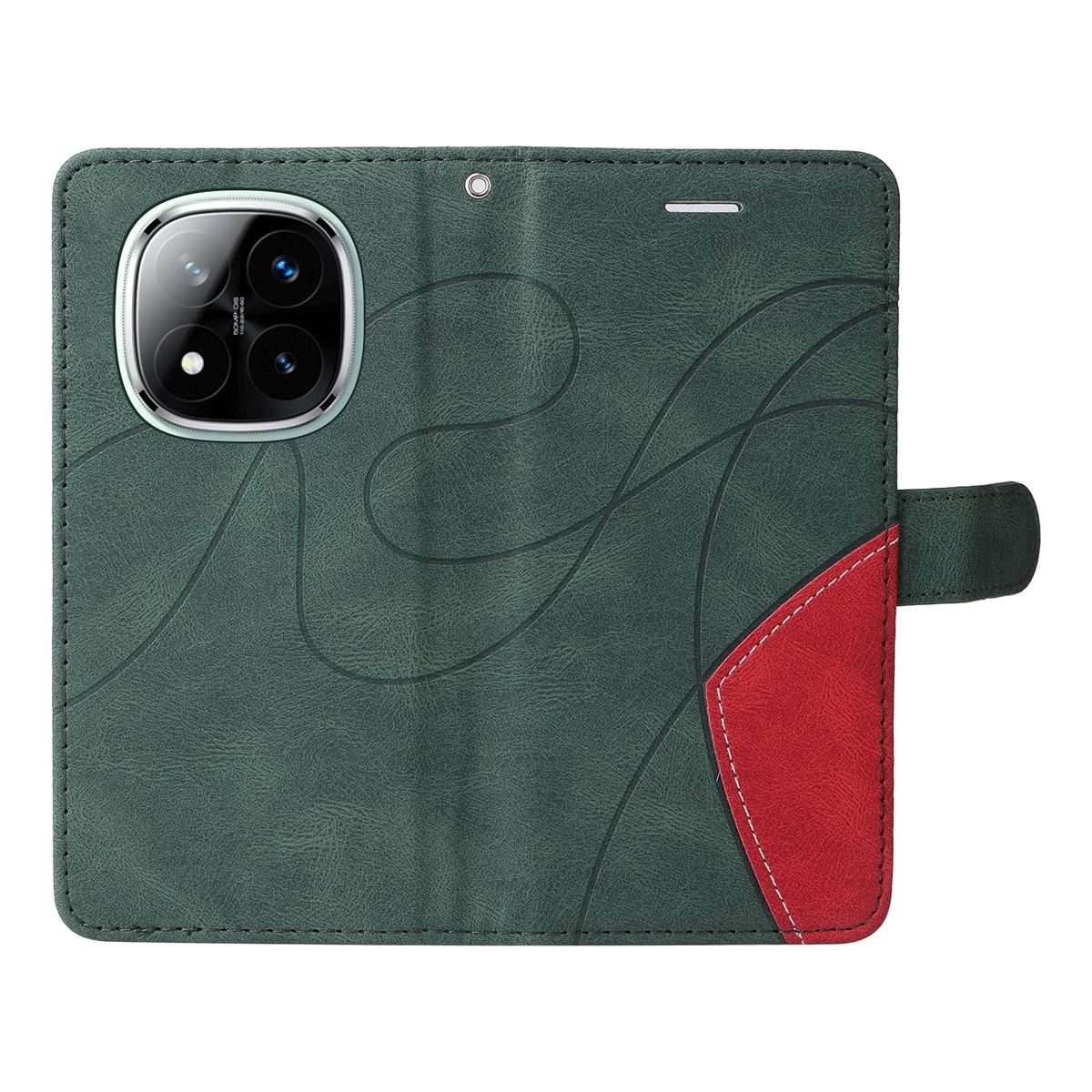 For Redmi Note 14 Pro / 14 Pro+ 5G Dual-color Splicing Flip Leather Phone Case(Green)