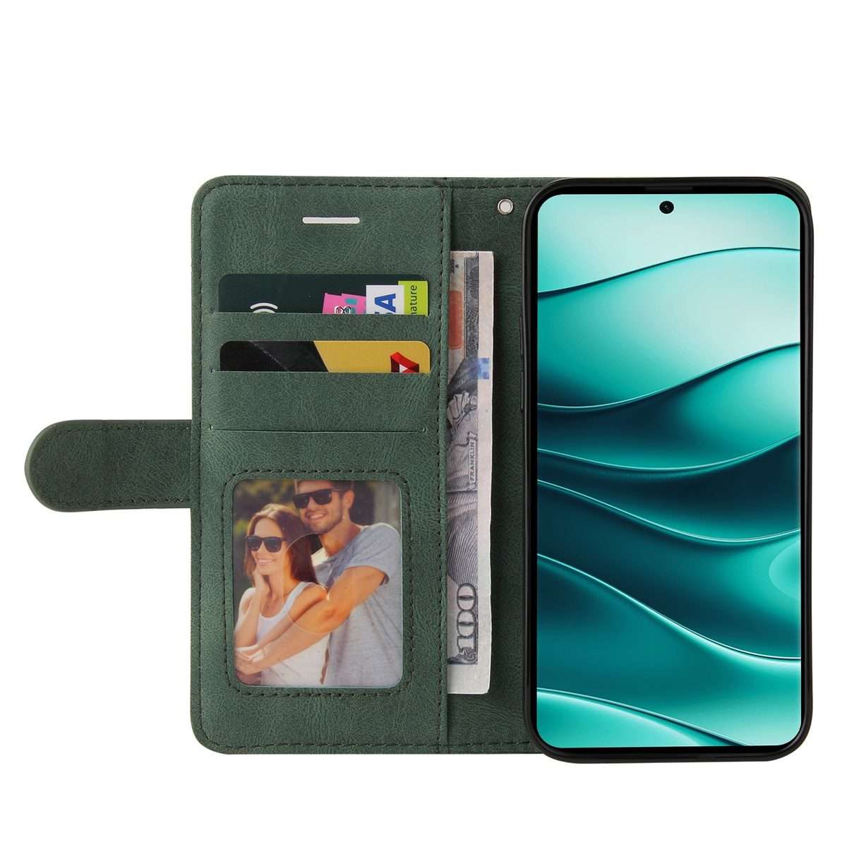 For Redmi Note 14 Pro / 14 Pro+ 5G Dual-color Splicing Flip Leather Phone Case(Green)