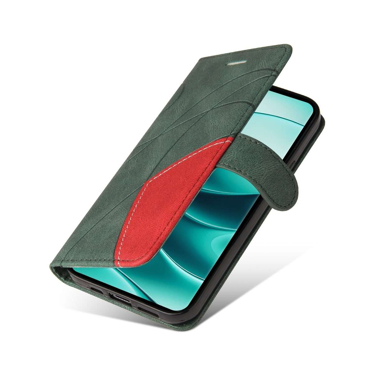 For Redmi Note 14 Pro / 14 Pro+ 5G Dual-color Splicing Flip Leather Phone Case(Green)