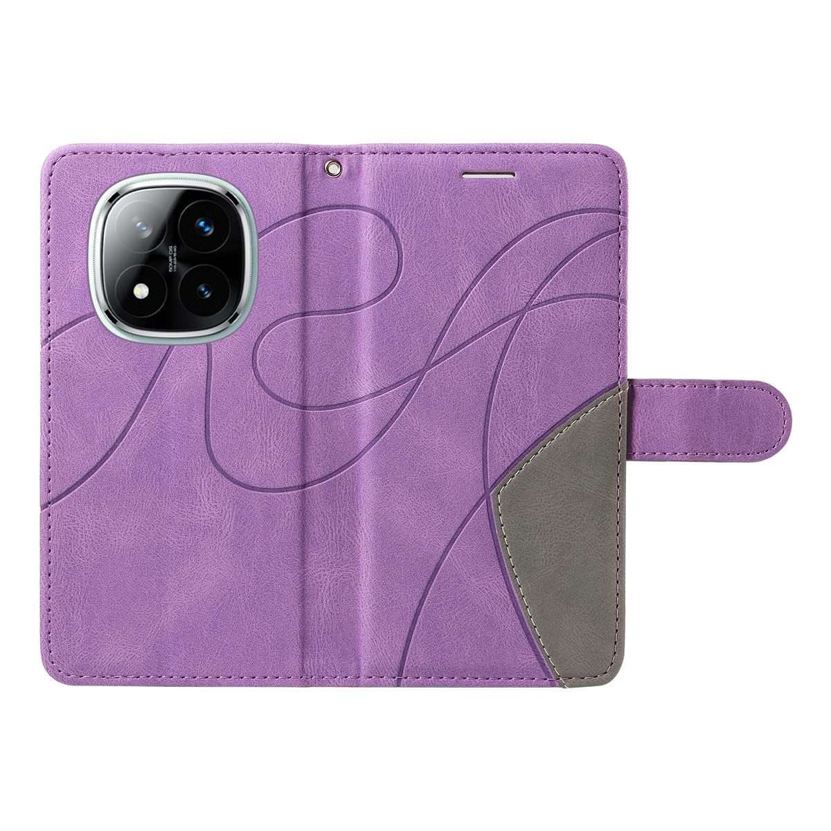 For Redmi Note 14 Pro / 14 Pro+ 5G Dual-color Splicing Flip Leather Phone Case(Purple)
