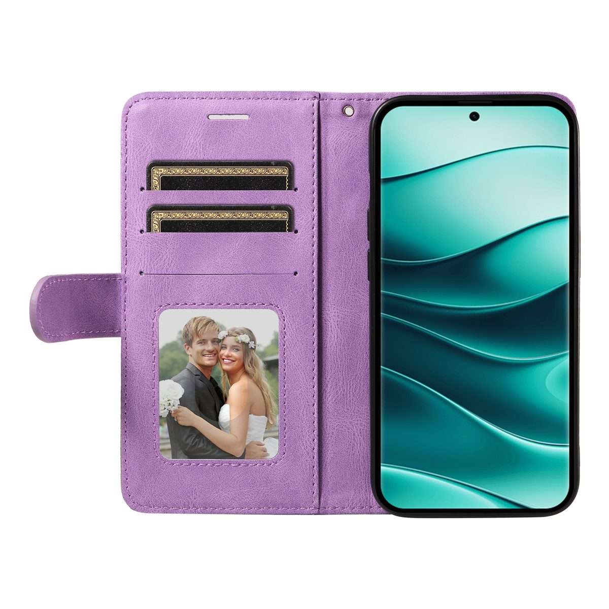 For Redmi Note 14 Pro / 14 Pro+ 5G Dual-color Splicing Flip Leather Phone Case(Purple)