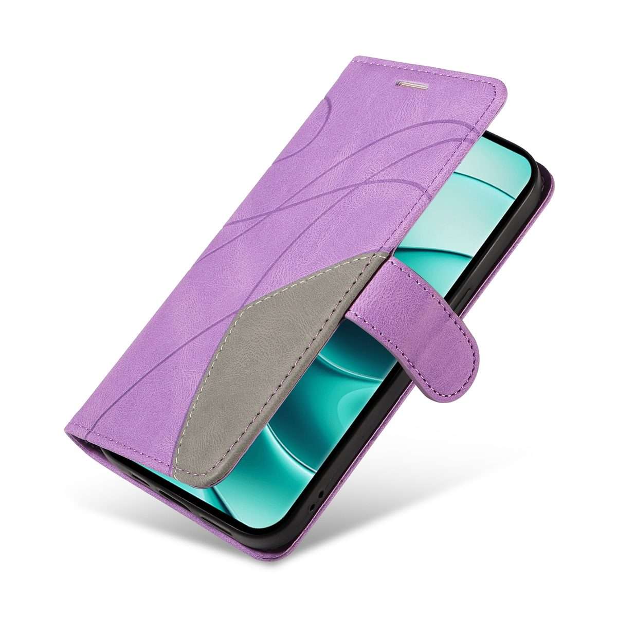 For Redmi Note 14 Pro / 14 Pro+ 5G Dual-color Splicing Flip Leather Phone Case(Purple)