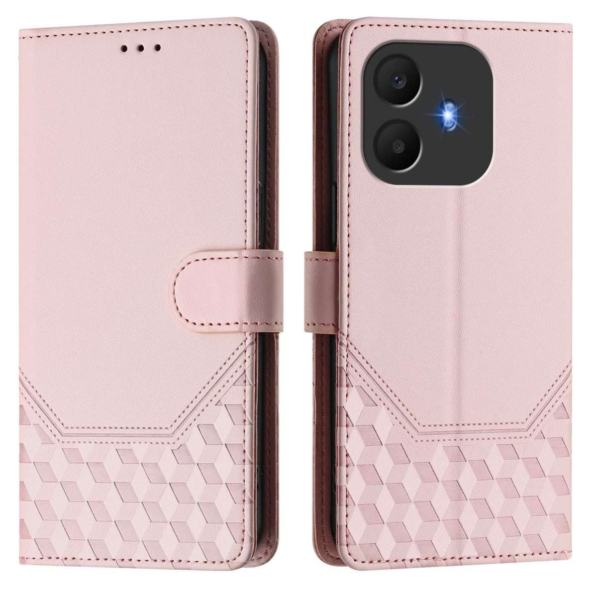 For TCL K70 Power 4G / K70 4G Honeycomb Embossing RFID Leather Phone Case(Pink)