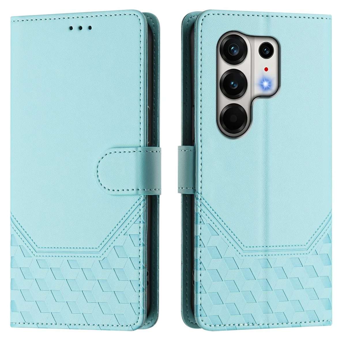 For Tecno Camon 50 Pro 4G Honeycomb Embossing RFID Leather Phone Case(Mint Green)