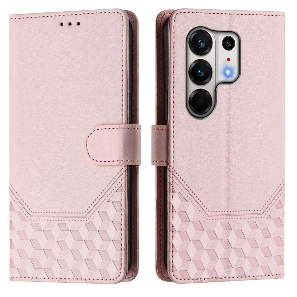 For Tecno Camon 50 Pro 4G Honeycomb Embossing RFID Leather Phone Case(Pink)