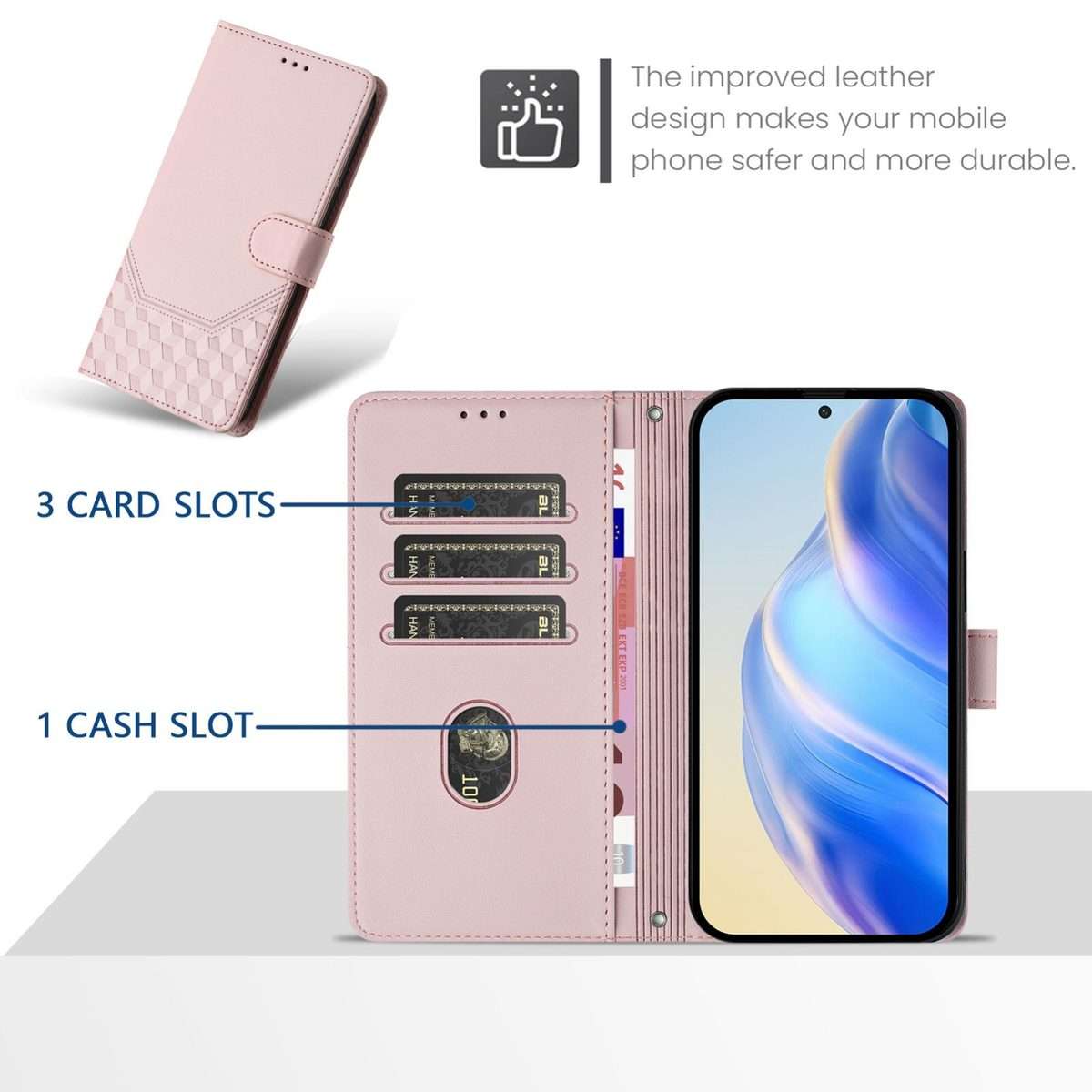For Tecno Camon 50 Pro 4G Honeycomb Embossing RFID Leather Phone Case(Pink)