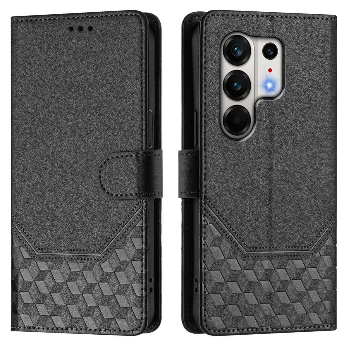 For Tecno Camon 50 Pro 4G Honeycomb Embossing RFID Leather Phone Case(Black)