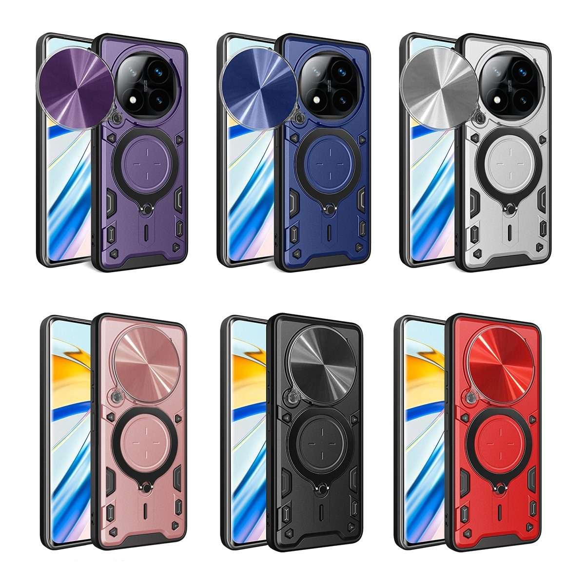 For Redmi Note 14 Pro+ 5G CD Texture Sliding Camshield Magnetic Holder Phone Case(Silver)