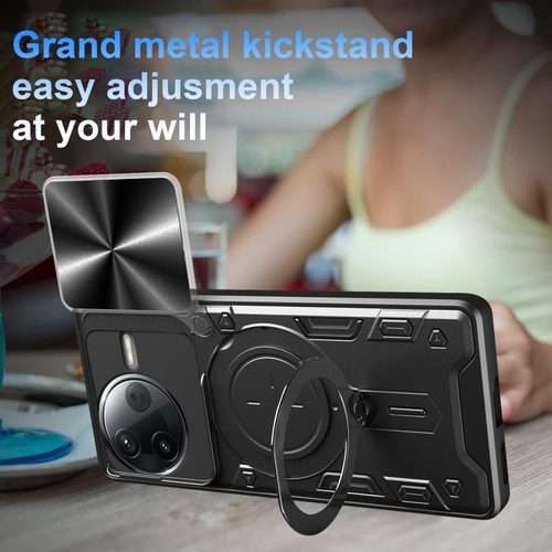 For Redmi K80 CD Texture Sliding Camshield Magnetic Holder Phone Case(Black)