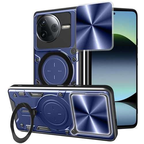 For Redmi K80 CD Texture Sliding Camshield Magnetic Holder Phone Case(Blue)