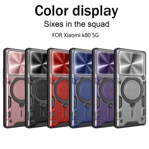 For Redmi K80 CD Texture Sliding Camshield Magnetic Holder Phone Case(Blue)