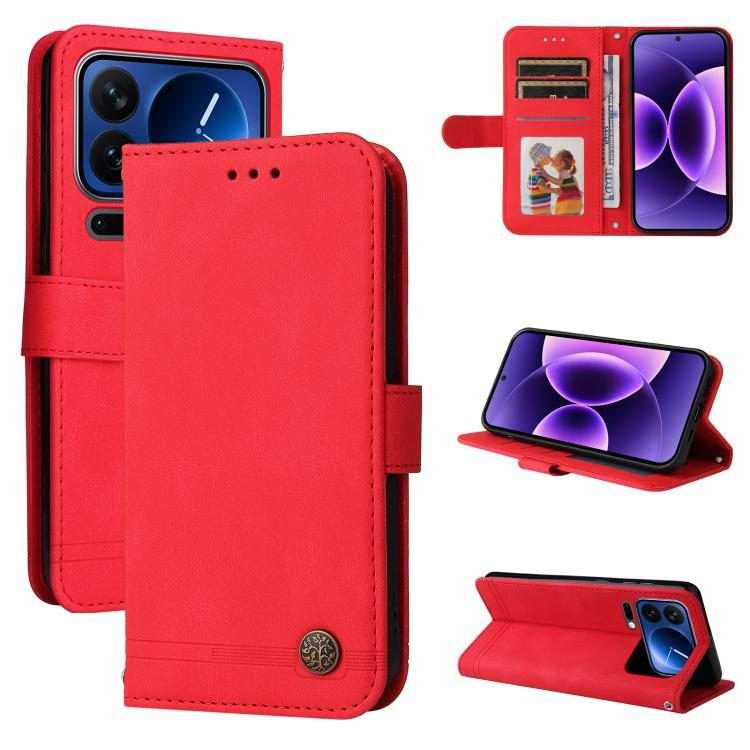 For Xiaomi 17 Pro Skin Feel Life Tree Metal Button Leather Phone Case(Red)