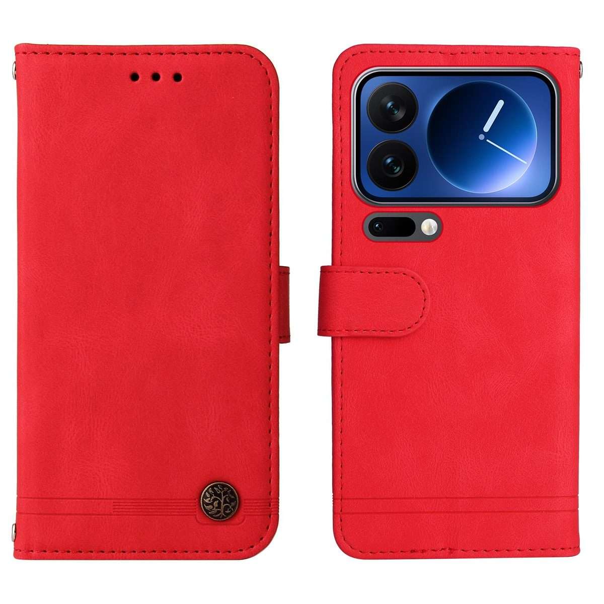 For Xiaomi 17 Pro Skin Feel Life Tree Metal Button Leather Phone Case(Red)