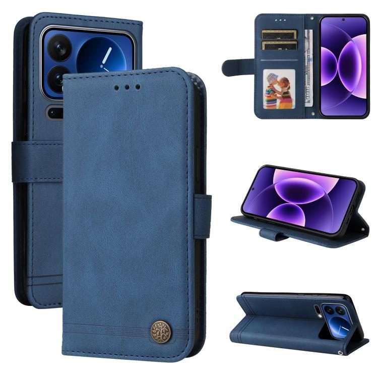 For Xiaomi 17 Pro Skin Feel Life Tree Metal Button Leather Phone Case(Blue)