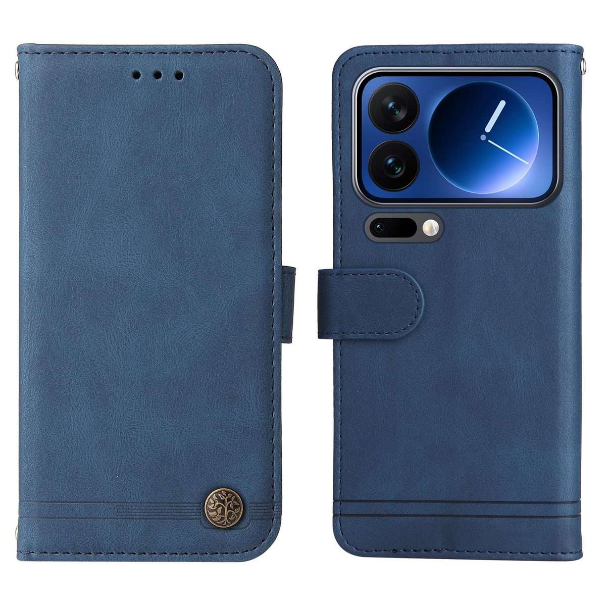 For Xiaomi 17 Pro Skin Feel Life Tree Metal Button Leather Phone Case(Blue)