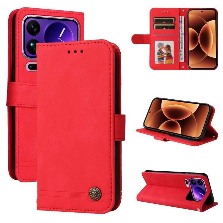 For Xiaomi 17 Pro Max Skin Feel Life Tree Metal Button Leather Phone Case(Red)
