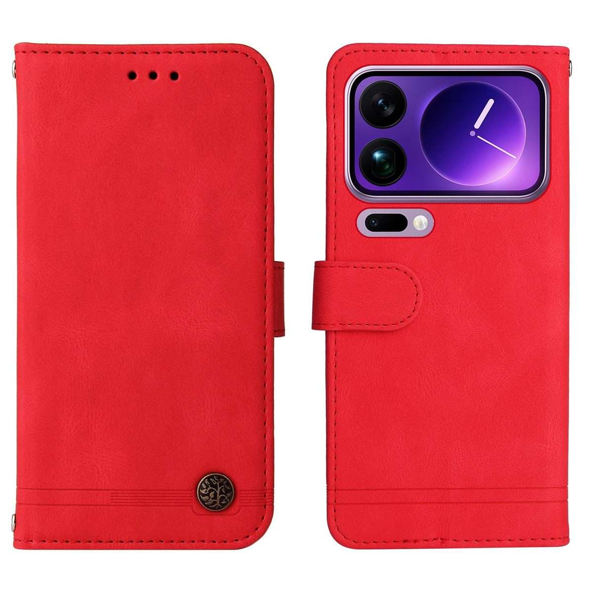 For Xiaomi 17 Pro Max Skin Feel Life Tree Metal Button Leather Phone Case(Red)