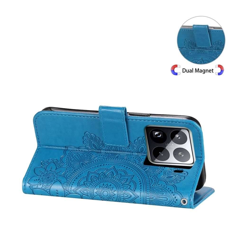 For Xiaomi 15 Pro Seven-petal Flowers Embossing Leather Phone Case(Blue)
