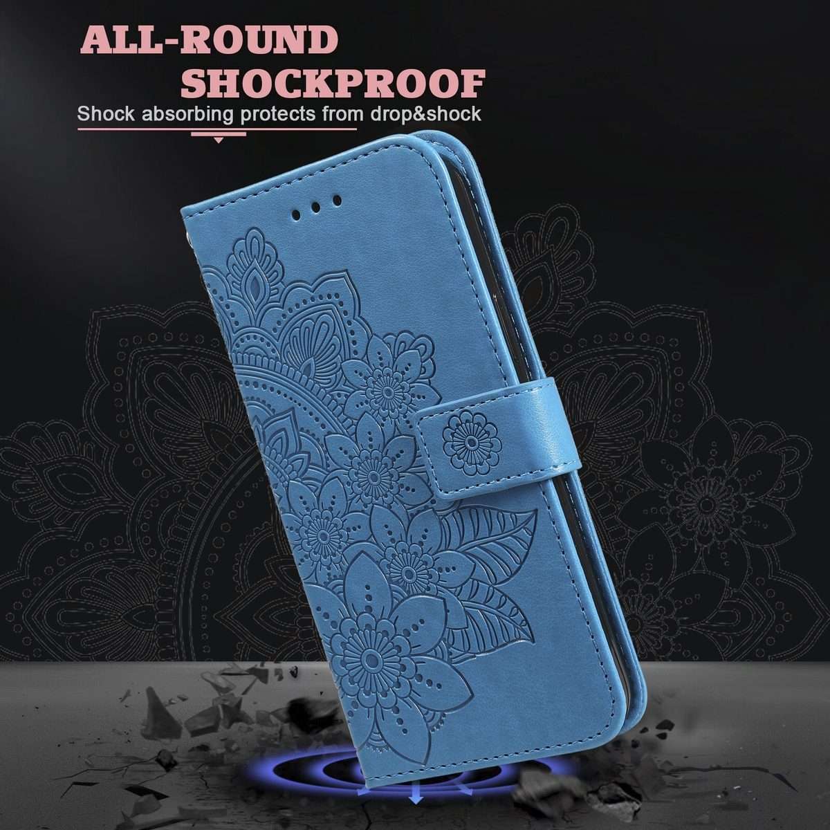 For Xiaomi 15 Pro Seven-petal Flowers Embossing Leather Phone Case(Blue)