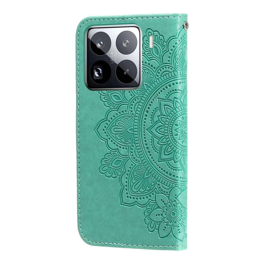 For Xiaomi 15 Pro Seven-petal Flowers Embossing Leather Phone Case(Green)