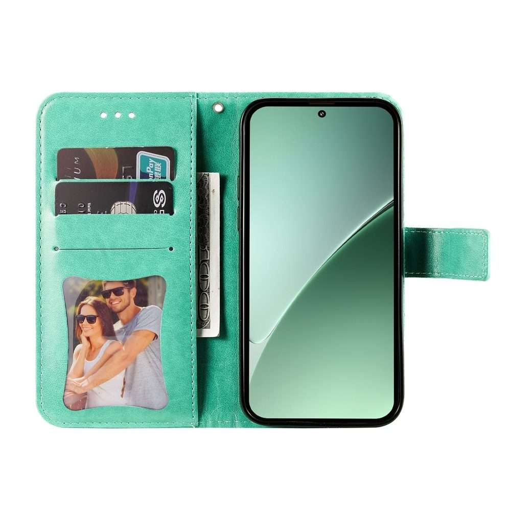 For Xiaomi 15 Pro Seven-petal Flowers Embossing Leather Phone Case(Green)