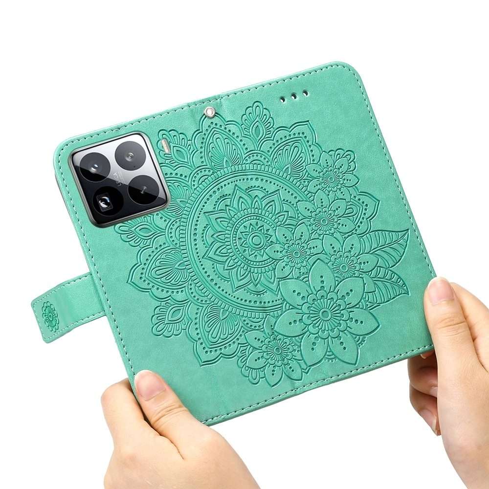 For Xiaomi 15 Pro Seven-petal Flowers Embossing Leather Phone Case(Green)