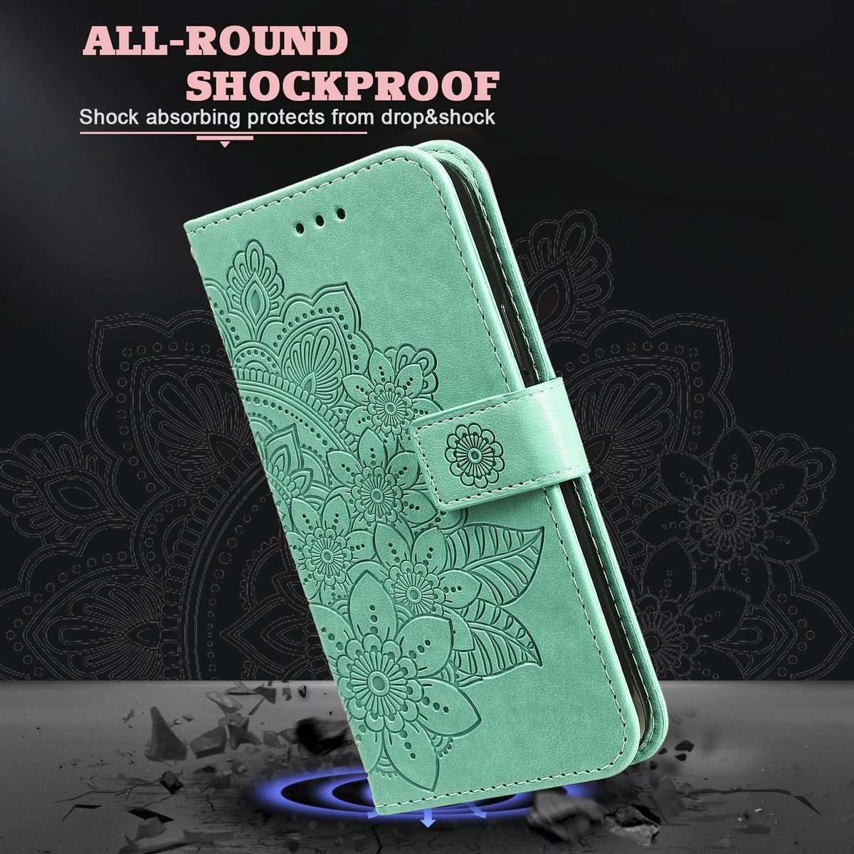 For Xiaomi 15 Pro Seven-petal Flowers Embossing Leather Phone Case(Green)