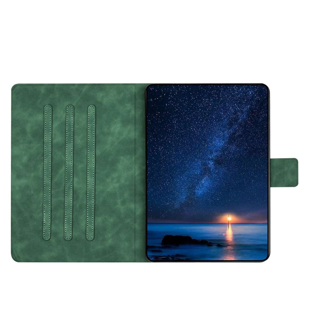 For iPad Air 10.9 2022 / 2020 Embossed Couple Cat Smart Tablet Leather Case(Green)