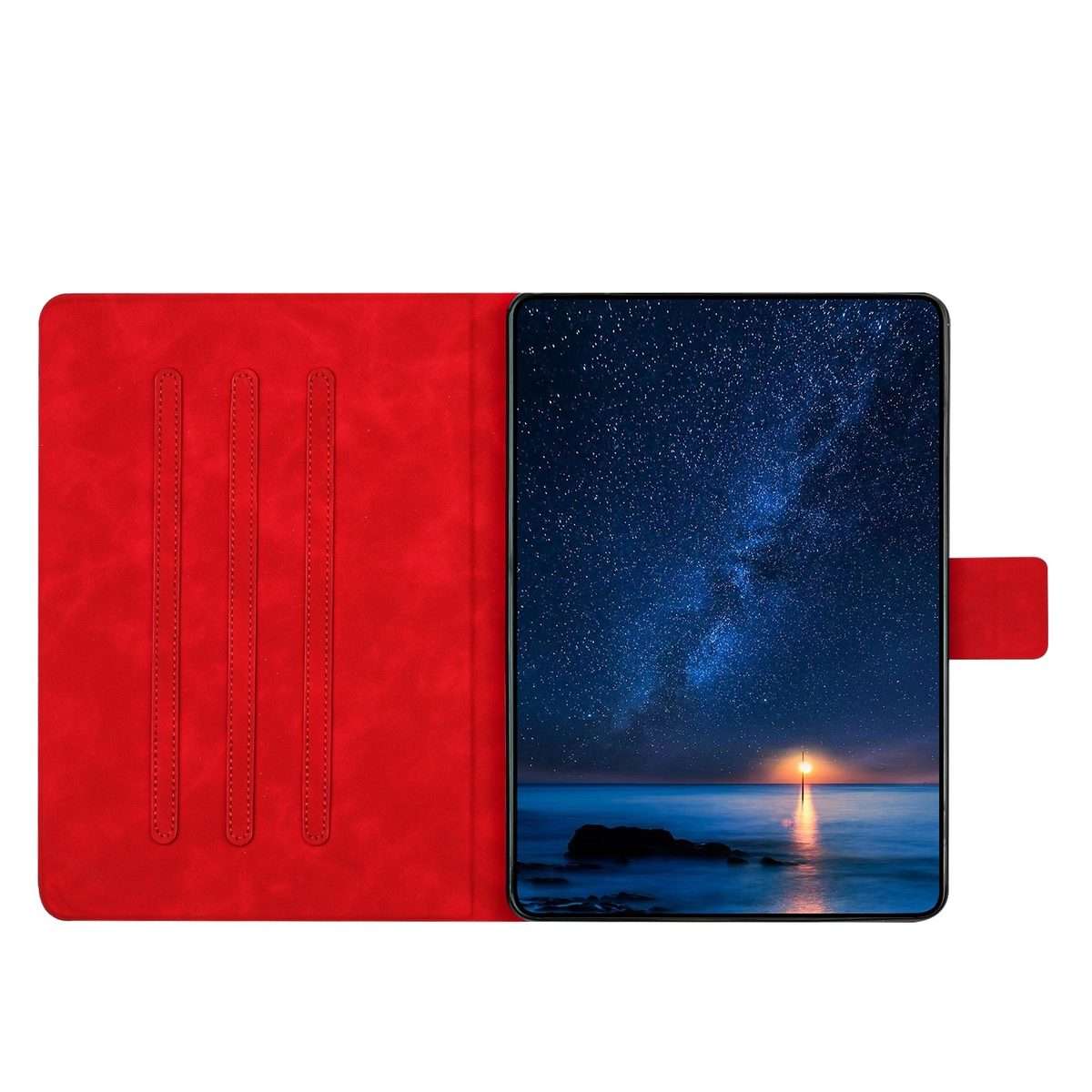 For iPad Air 10.9 2022 / 2020 Embossed Couple Cat Smart Tablet Leather Case(Red)