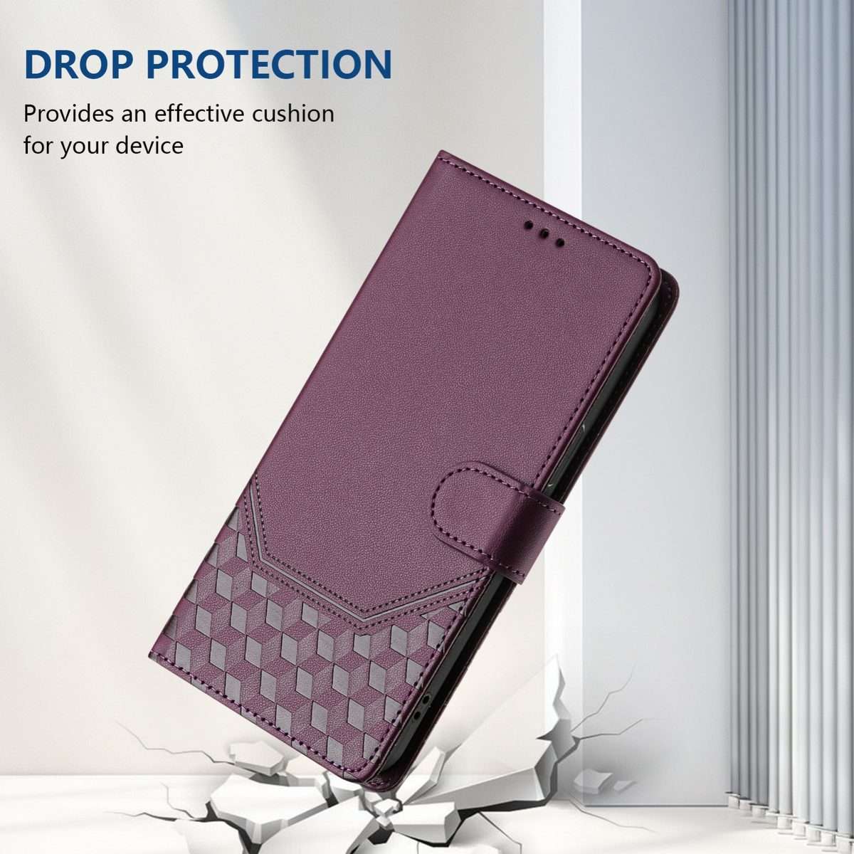 For Xiaomi 14 Pro 5G Honeycomb Embossing RFID Leather Phone Case(Violet)