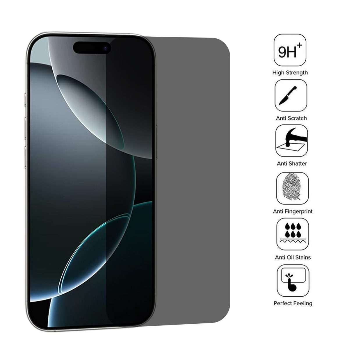For iPhone 16 Pro High Transparency Full Cover Anti-spy Tempered Glass Film