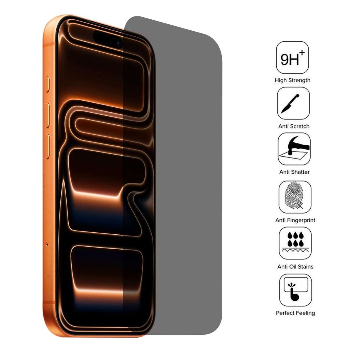 For iPhone 17 Pro Max High Transparency Full Cover Anti-spy Tempered Glass Film