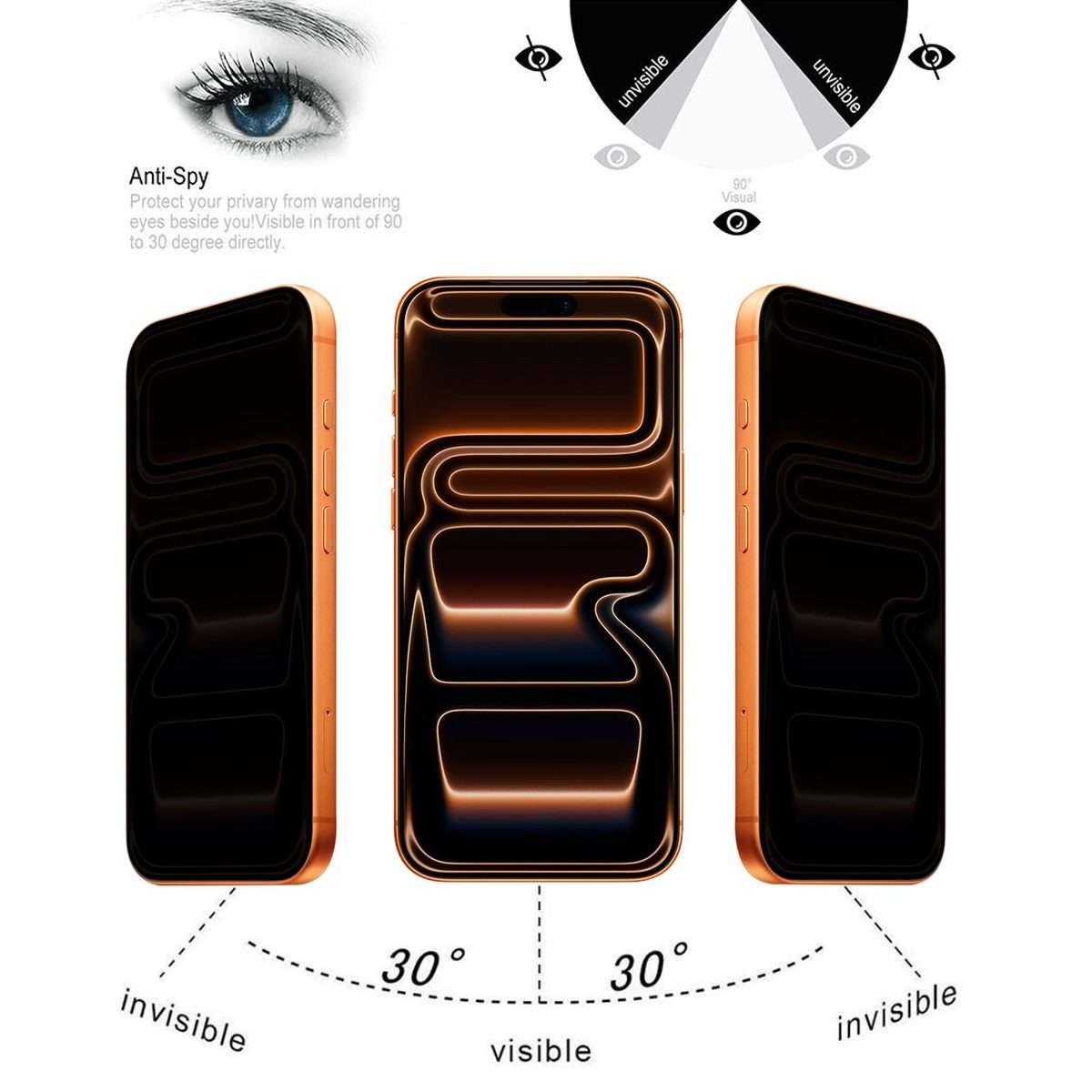 For iPhone 17 Pro High Transparency Full Cover Anti-spy Tempered Glass Film