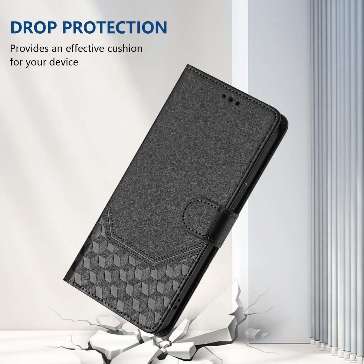 For Redmi Note 14 Pro 4G Honeycomb Embossing RFID Leather Phone Case(Black)