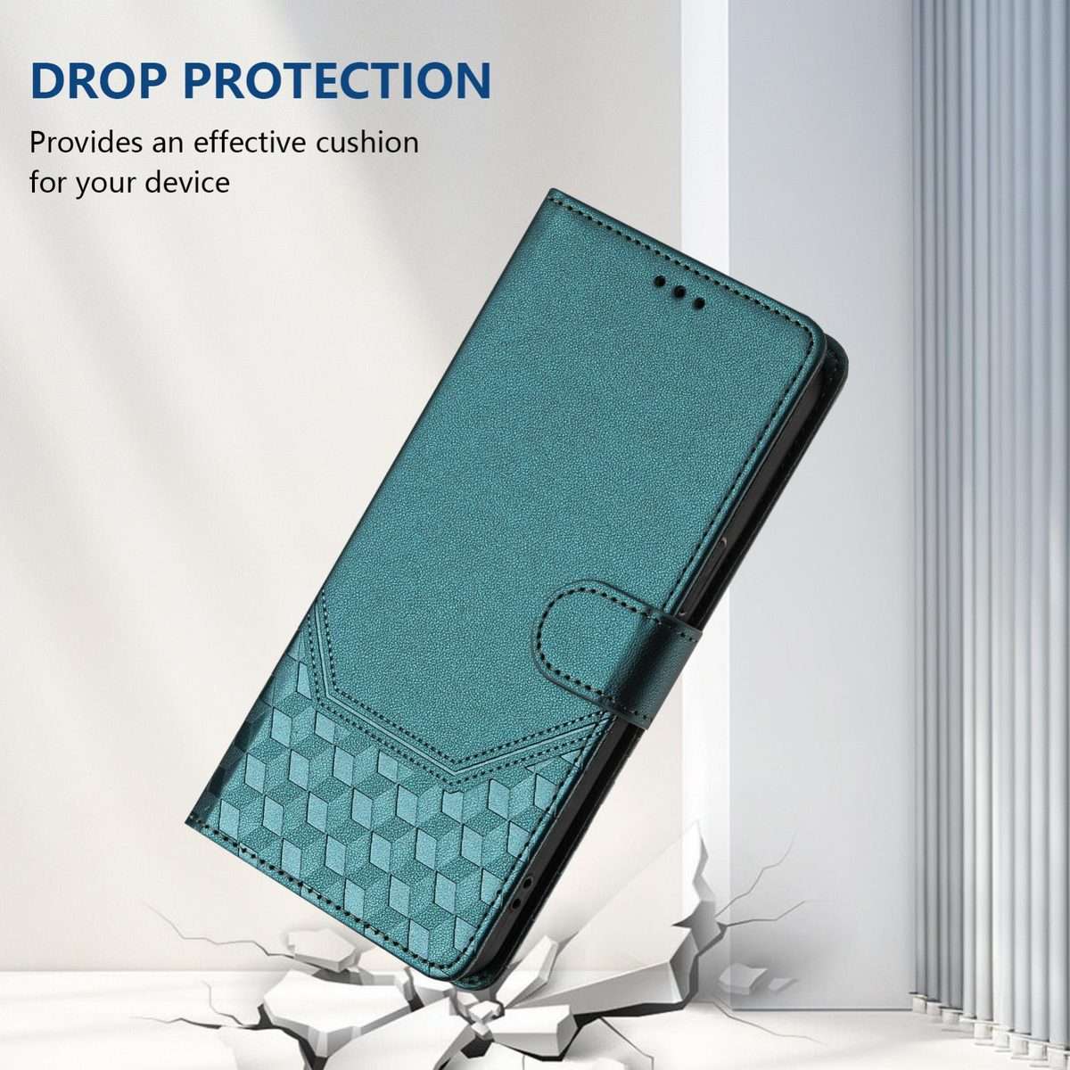 For Redmi Note 14 Pro 4G Honeycomb Embossing RFID Leather Phone Case(Peacock Green)