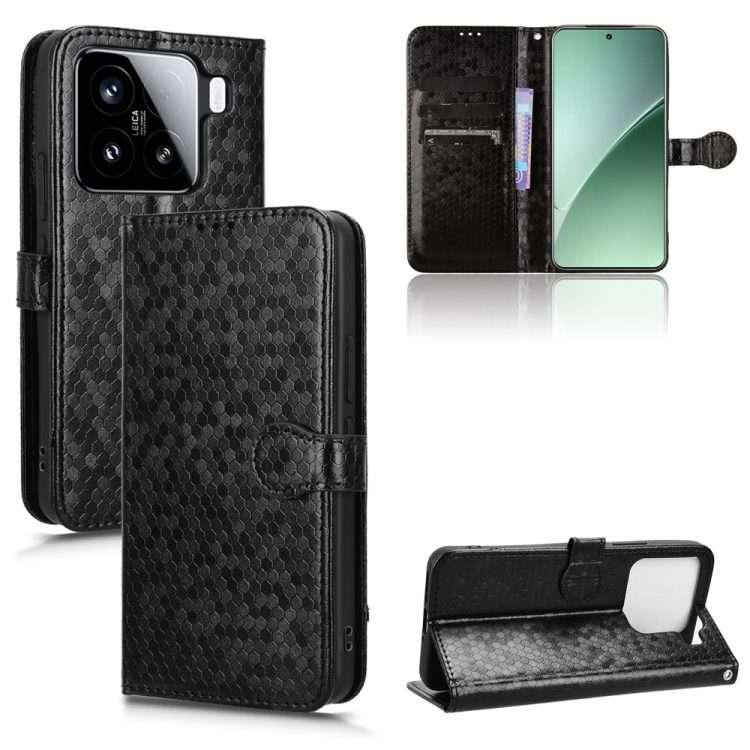 For Xiaomi 15 Pro Honeycomb Dot Texture Leather Phone Case(Black)