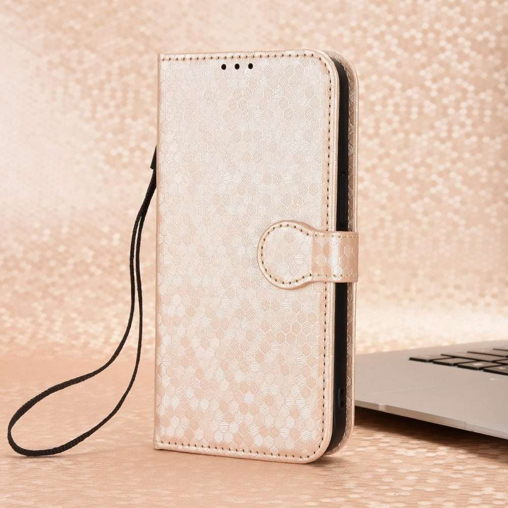 For Xiaomi 15 Pro Honeycomb Dot Texture Leather Phone Case(Gold)