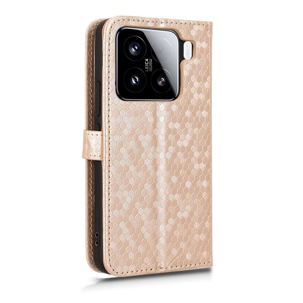 For Xiaomi 15 Pro Honeycomb Dot Texture Leather Phone Case(Gold)