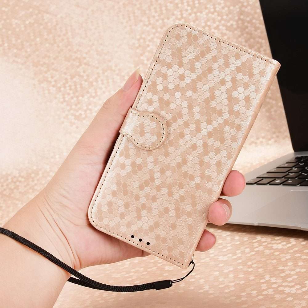 For Xiaomi 15 Pro Honeycomb Dot Texture Leather Phone Case(Gold)
