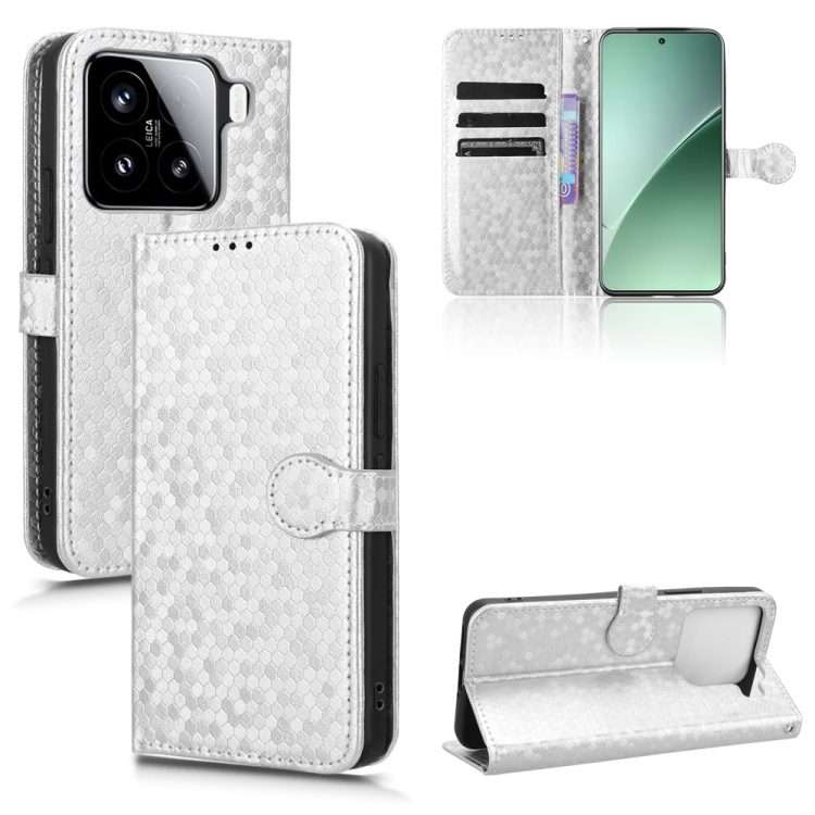 For Xiaomi 15 Pro Honeycomb Dot Texture Leather Phone Case(Silver)