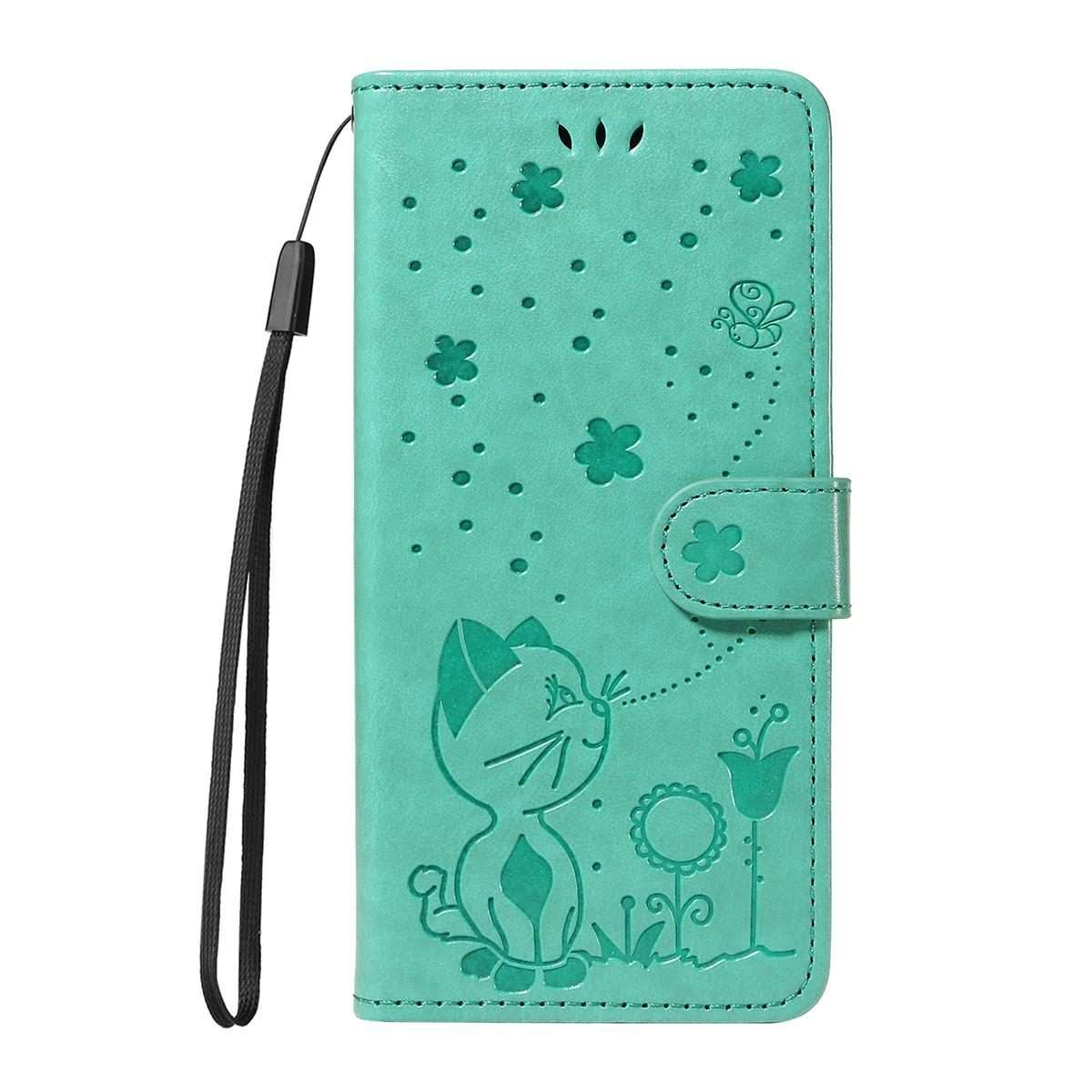 For Xiaomi 15T Pro 5G Cat and Bee Embossed Flip Leather Phone Case(Green)